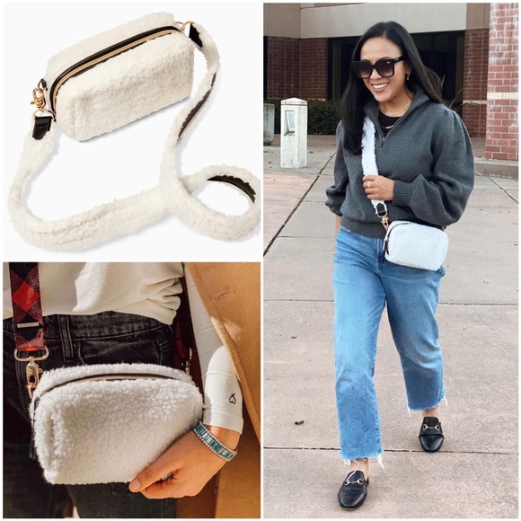 Stella & Dot Handbags - Faux Shearling Organizational Pouch with Strap
